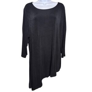 Travelers by Chicos‎ Womens Black Liquid Knit Asymmetrical Tunic Top Size 3 XL
